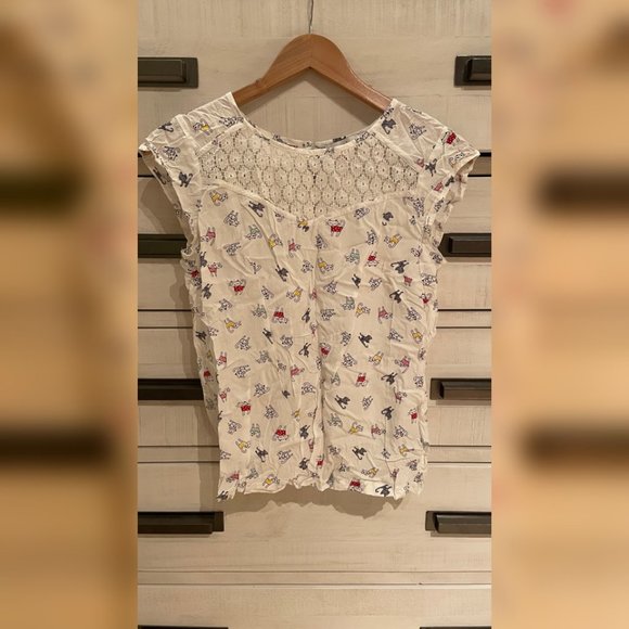 Mandee All Over Cat Print Top - Picture 1 of 4